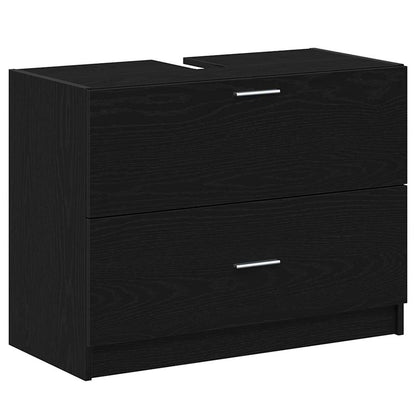 Badezimmerschrank mit Tür Schwarz Eichen-Optik 78 x 37 x 59 cm