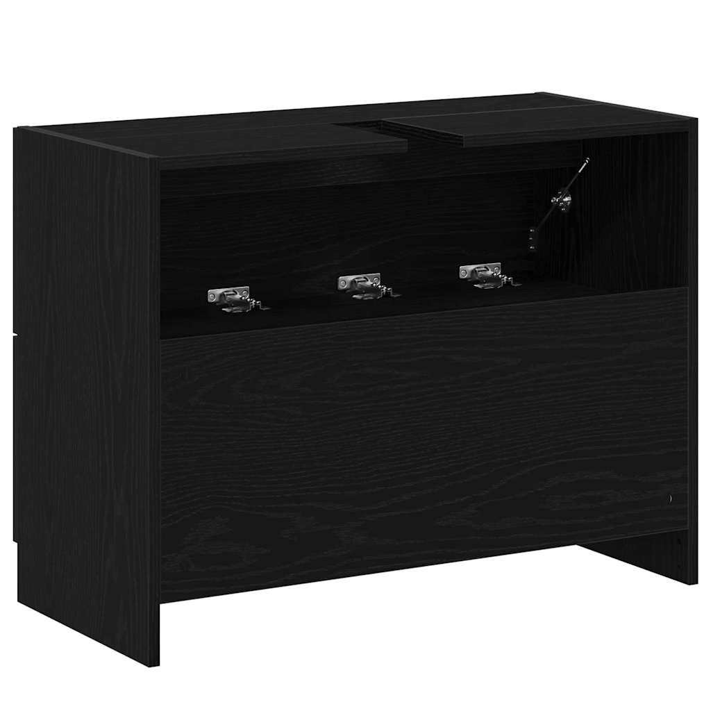 Badezimmerschrank mit Tür Schwarz Eichen-Optik 78 x 37 x 59 cm
