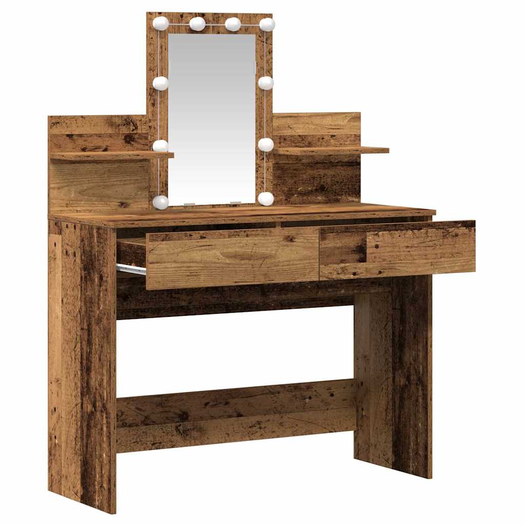 Schminktisch mit Regal Altholz 100 x 40 x 130 cm Holzwerkstoff