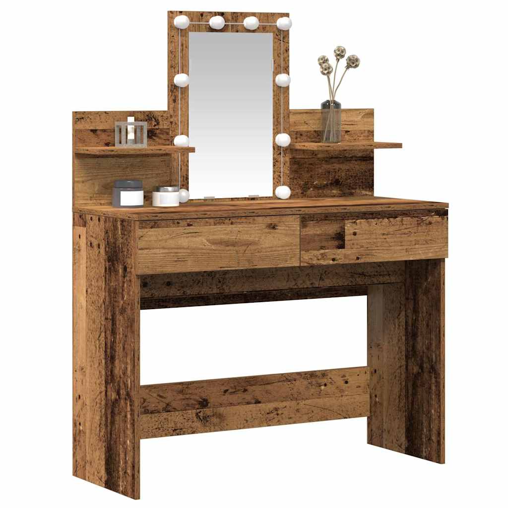 Schminktisch mit Regal Altholz 100 x 40 x 130 cm Holzwerkstoff