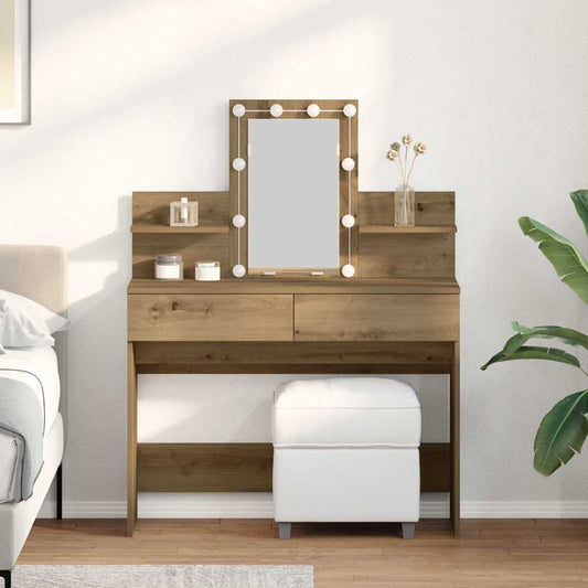 Schminktisch Eiche handwerklich 100 x 40 x 130 cm Holzwerkstoff