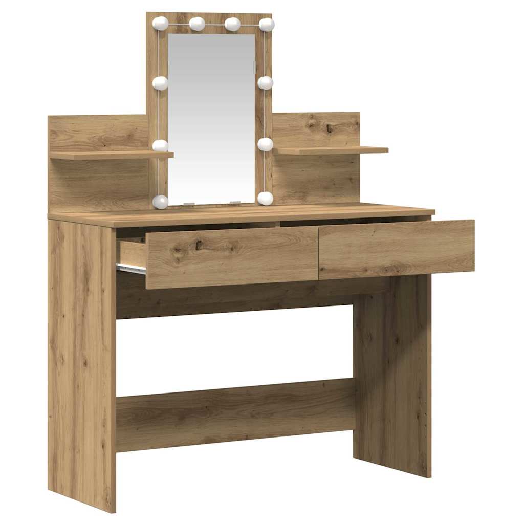 Schminktisch Eiche handwerklich 100 x 40 x 130 cm Holzwerkstoff