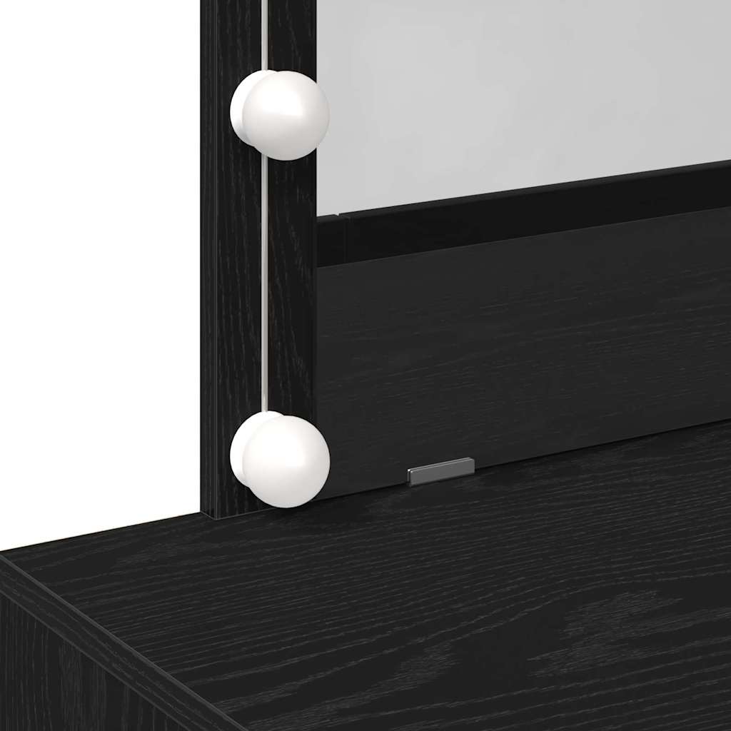 Schminktisch mit Spiegel Schwarz Eichen-Optik 100 x 40 x 120 cm