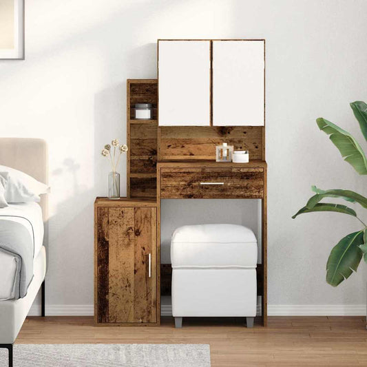 Schminktisch mit Tür Altholz 80 x 35 x 132 cm Holzwerkstoff