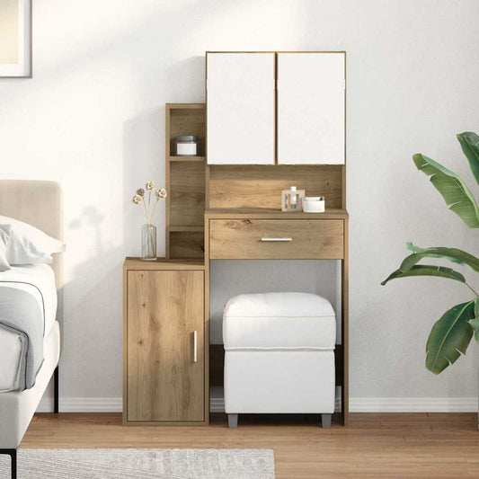 Schminktisch Eiche handwerklich 80 x 35 x 132 cm Holzwerkstoff