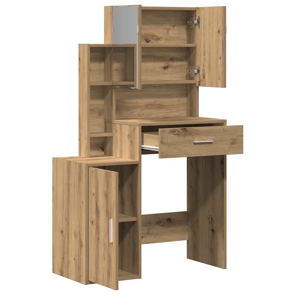 Schminktisch Eiche handwerklich 80 x 35 x 132 cm Holzwerkstoff