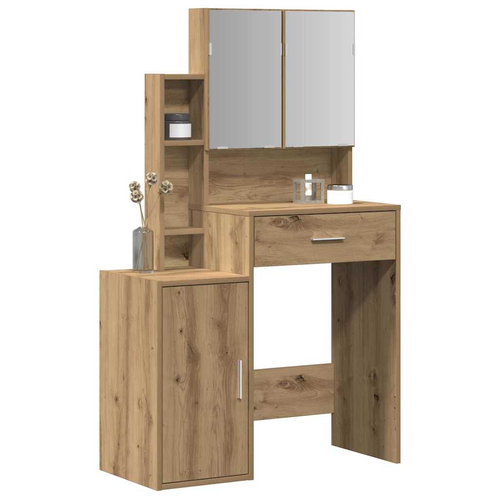 Schminktisch Eiche handwerklich 80 x 35 x 132 cm Holzwerkstoff