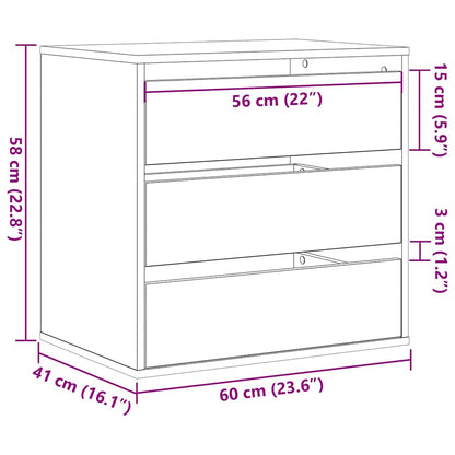 Kommode Schwarze Eiche 60 x 41 x 58 cm Holzwerkstoff