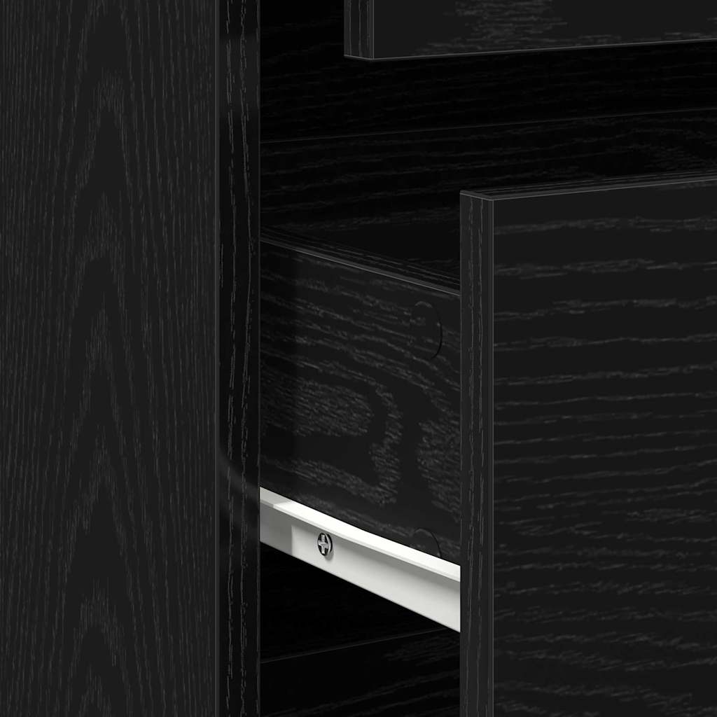 Kommode Schwarze Eiche 80 x 41 x 58 cm Holzwerkstoff