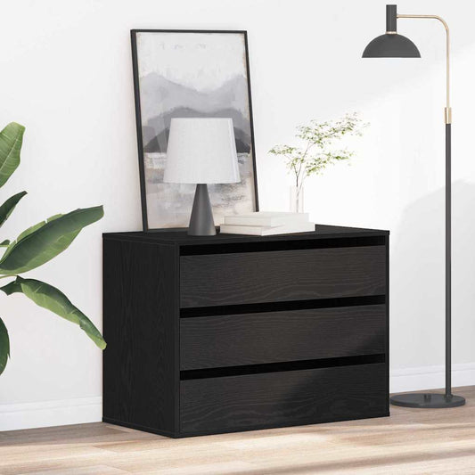 Kommode Schwarze Eiche 80 x 41 x 58 cm Holzwerkstoff