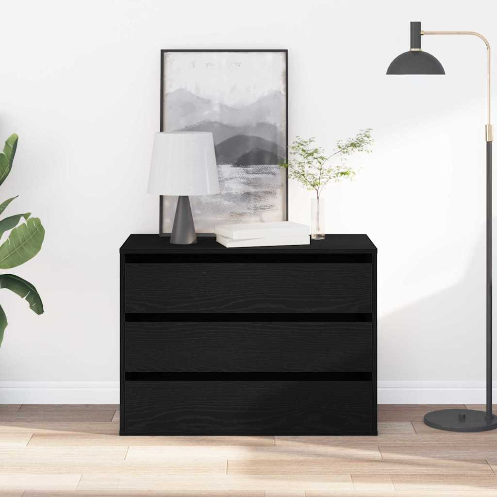 Kommode Schwarze Eiche 80 x 41 x 58 cm Holzwerkstoff