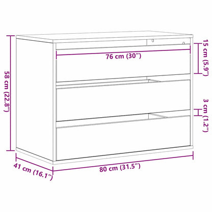 Kommode Schwarze Eiche 80 x 41 x 58 cm Holzwerkstoff