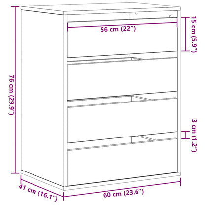 Kommode Schwarze Eiche 60 x 41 x 76 cm Holzwerkstoff