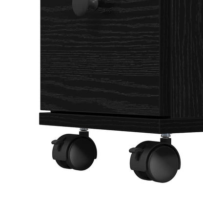 Schmaler Badschrank mit Rad Schwarze Eiche 33 x 23 x 65 cm