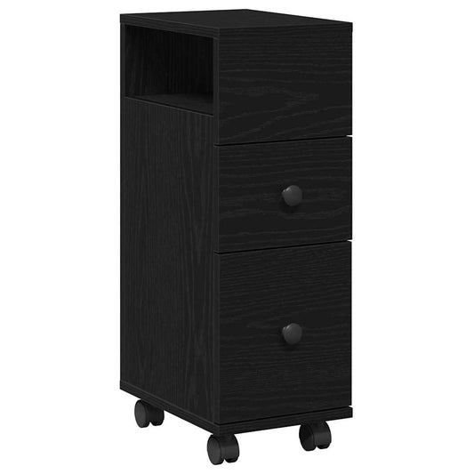 Schmaler Badschrank mit Rad Schwarze Eiche 33 x 23 x 65 cm