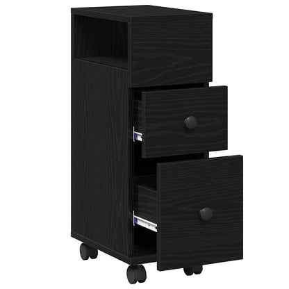 Schmaler Badschrank mit Rad Schwarze Eiche 33 x 23 x 65 cm