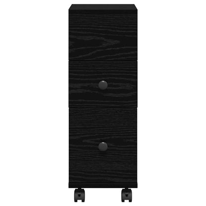 Schmaler Badschrank mit Rad Schwarze Eiche 33 x 23 x 65 cm