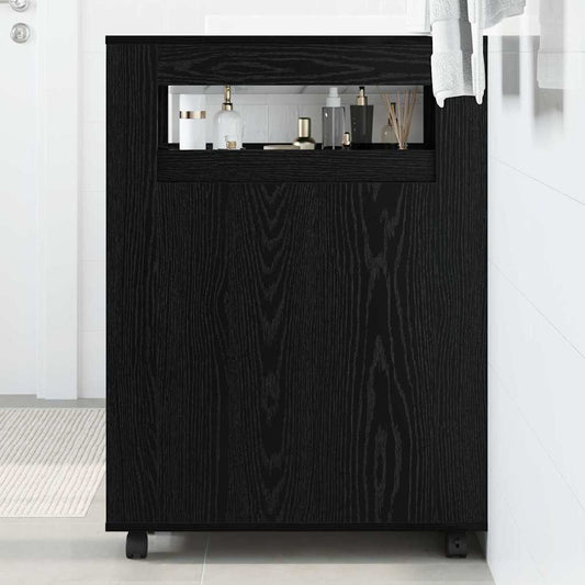 Schmaler Badezimmer-Schrank Schwarze Eiche 65 x 23 x 87 cm
