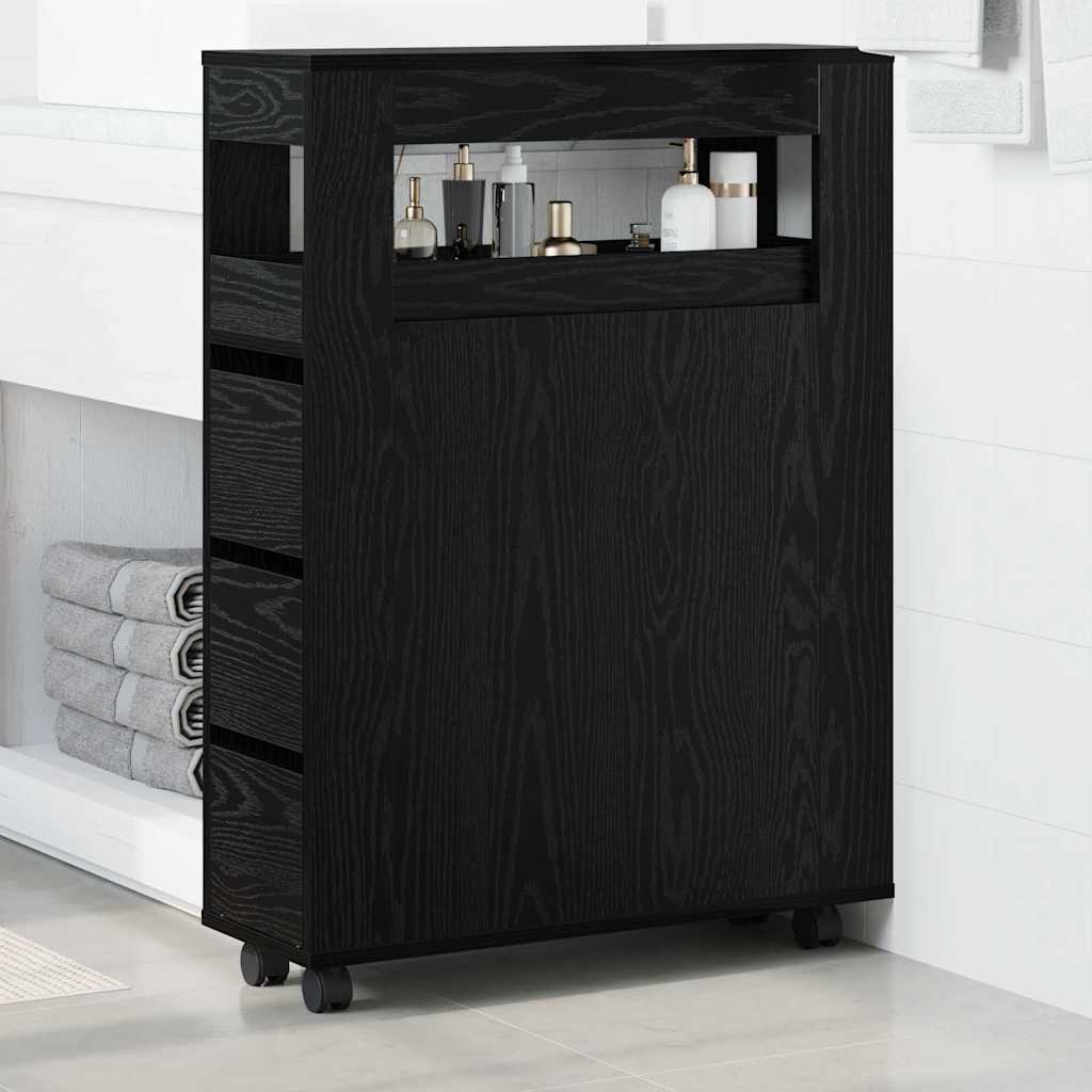 Schmaler Badezimmer-Schrank Schwarze Eiche 65 x 23 x 87 cm