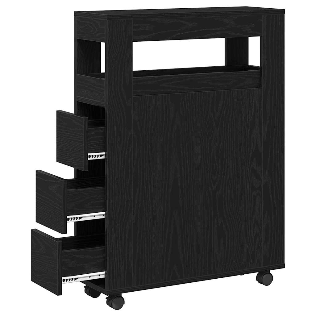 Schmaler Badezimmer-Schrank Schwarze Eiche 65 x 23 x 87 cm