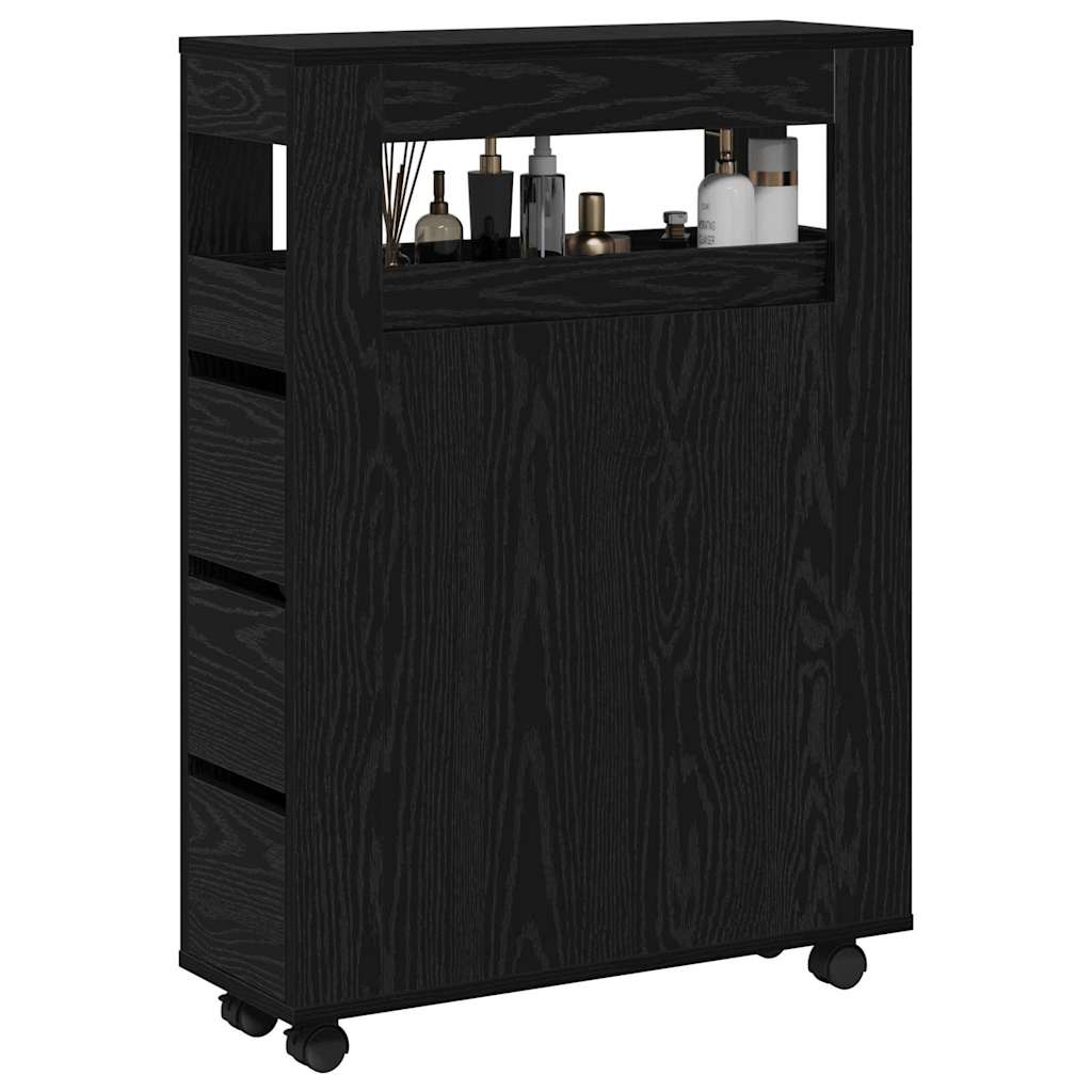 Schmaler Badezimmer-Schrank Schwarze Eiche 65 x 23 x 87 cm
