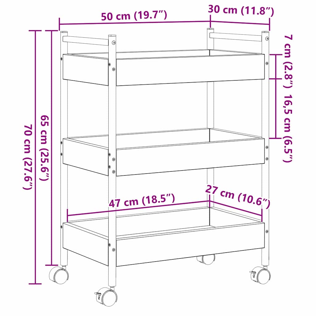 Küchentrolley Altholz 50 x 30 x 70 cm Holzwerkstoff
