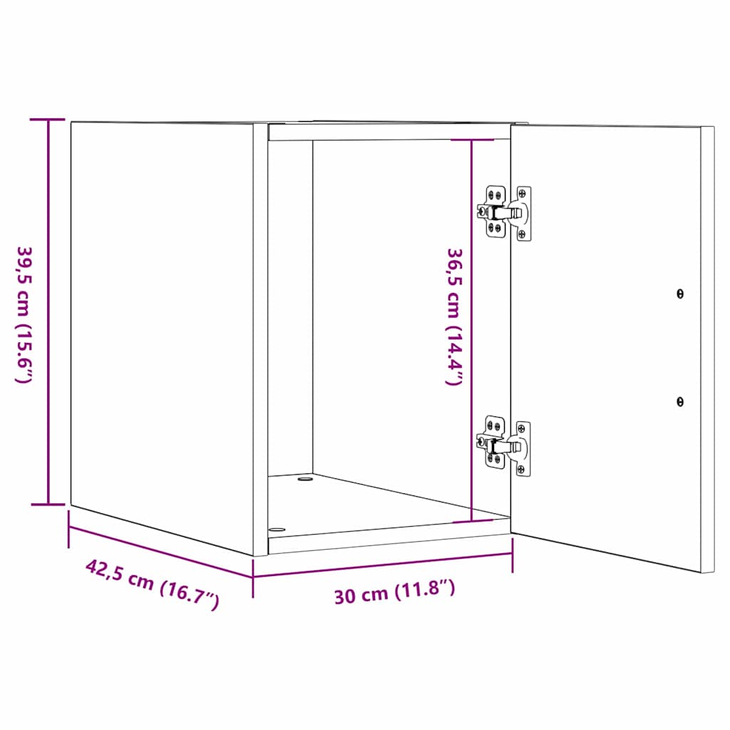 Wandregal Handgefertigte Eiche 30x42,5x40 cm Massivholz