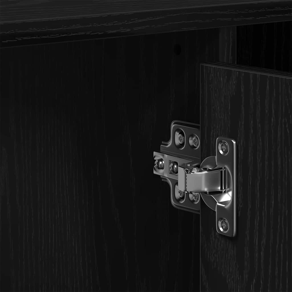 Waschbeckenschrank mit Tür Schwarz Eichen-Optik 91 x 35 x 60 cm