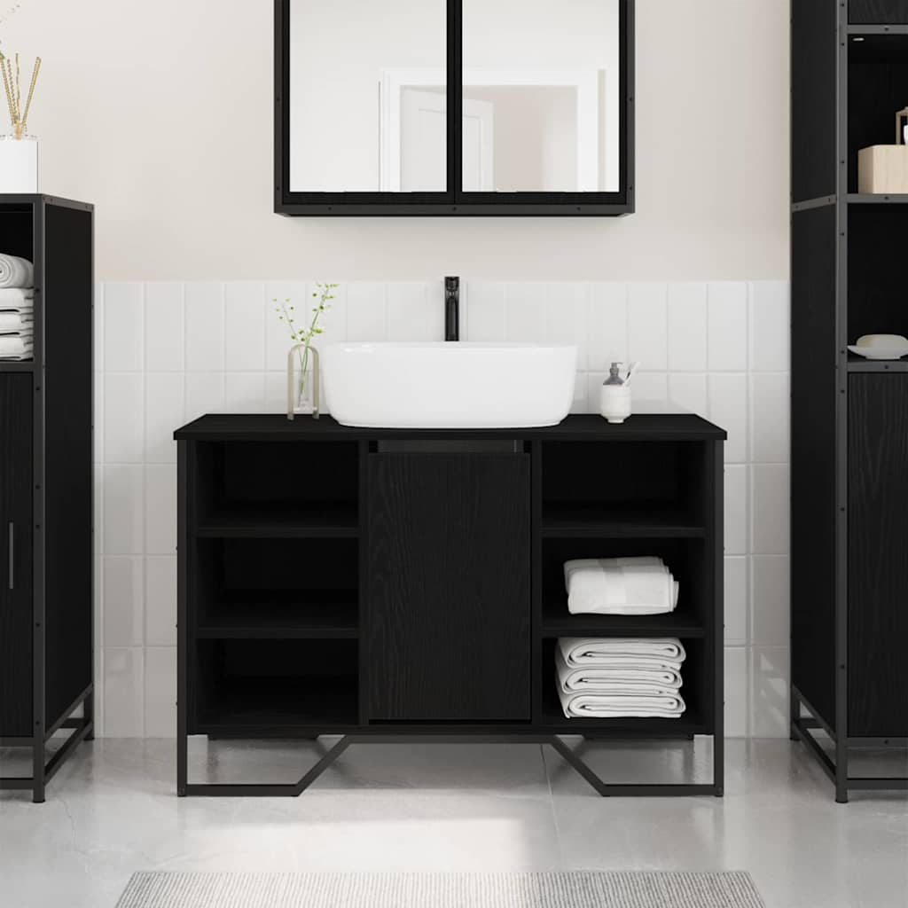 Waschbeckenschrank Schwarze Eiche 91 x 35 x 60 cm Holzwerkstoff