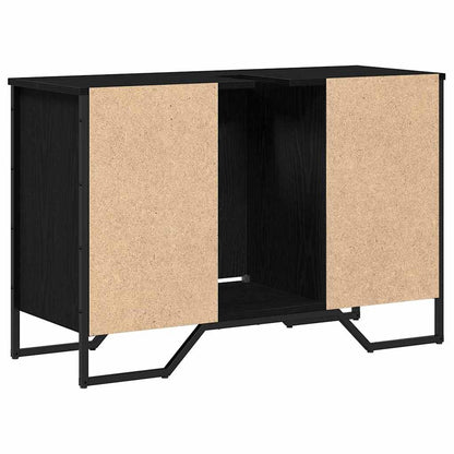 Waschbeckenschrank mit Tür Schwarz Eichen-Optik 91 x 35 x 60 cm