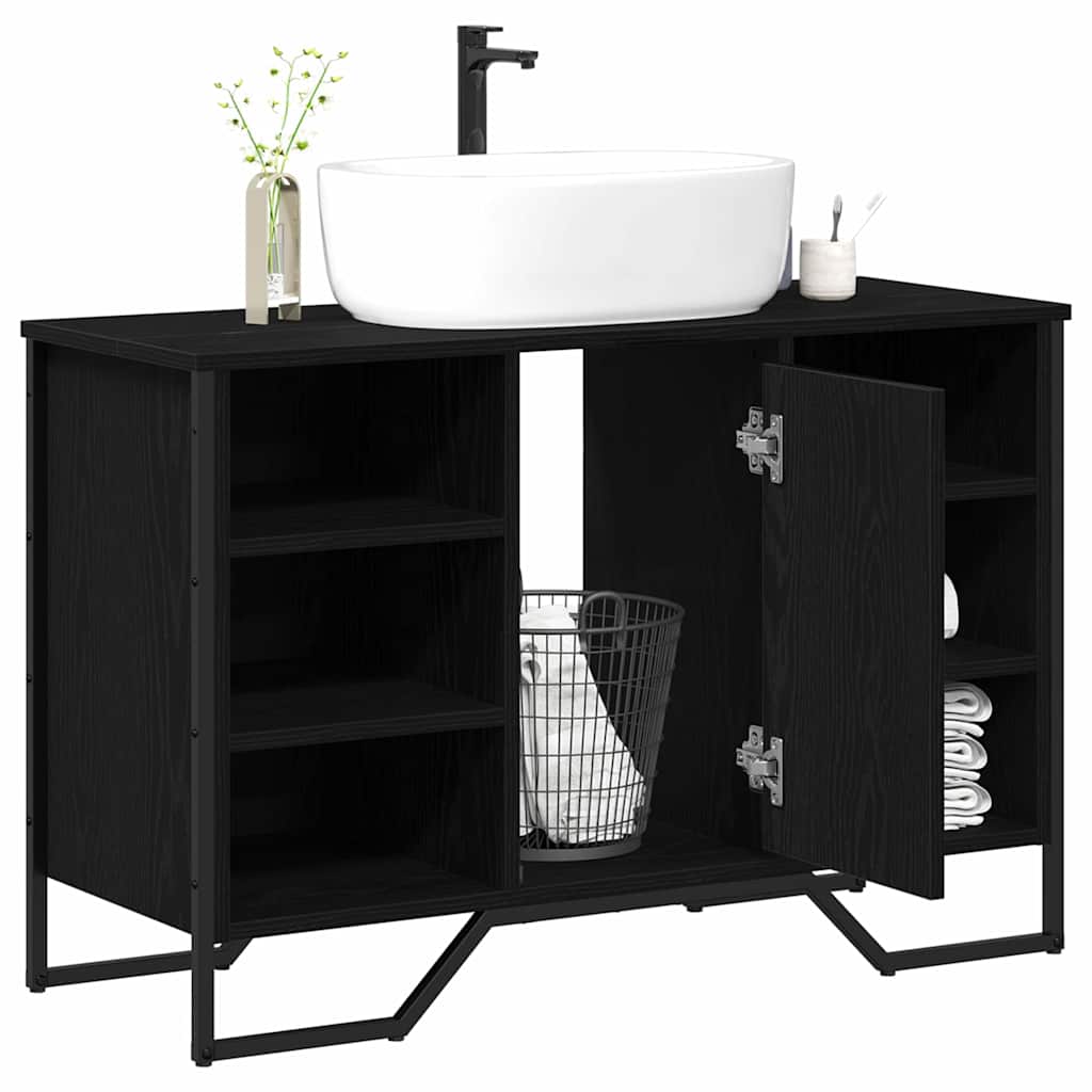 Waschbeckenschrank Schwarze Eiche 91 x 35 x 60 cm Holzwerkstoff