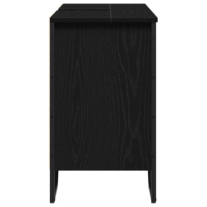 Waschbeckenschrank mit Tür Schwarz Eichen-Optik 91 x 35 x 60 cm