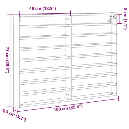 Vitrinenschrank Schwarze Eiche 100 x 8.5 x 75 cm Holzwerkstoff