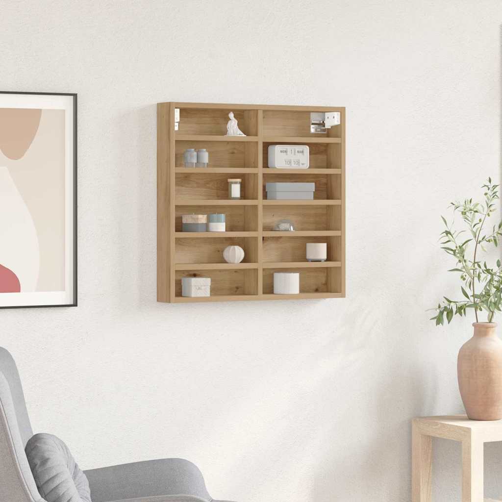 Vitrinenschrank mit Regal Eiche handwerklich 60 x 8.5 x 58 cm