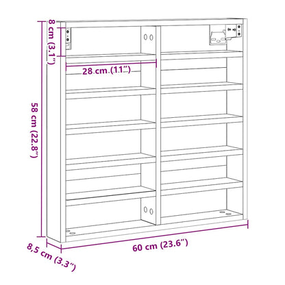 Vitrinenschrank Schwarze Eiche 60 x 8.5 x 58 cm Holzwerkstoff