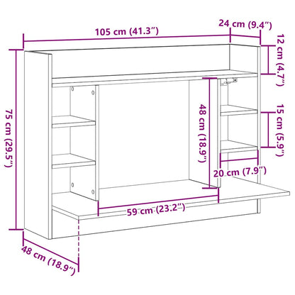 Wandtisch Eiche handwerklich 105 x 48 x 75 cm Holzwerkstoff