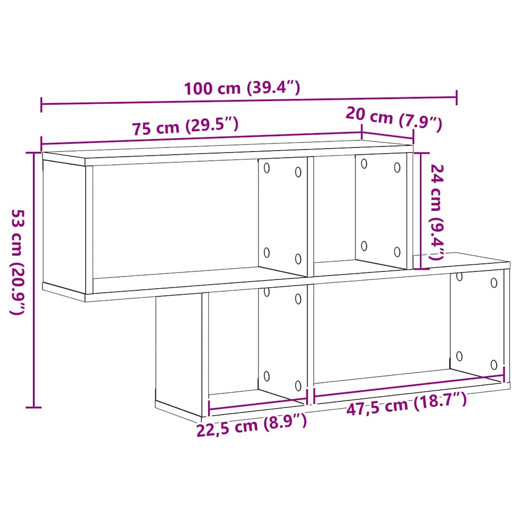 Wandregal mit Regal Altholz 100 x 20 x 53 cm Holzwerkstoff