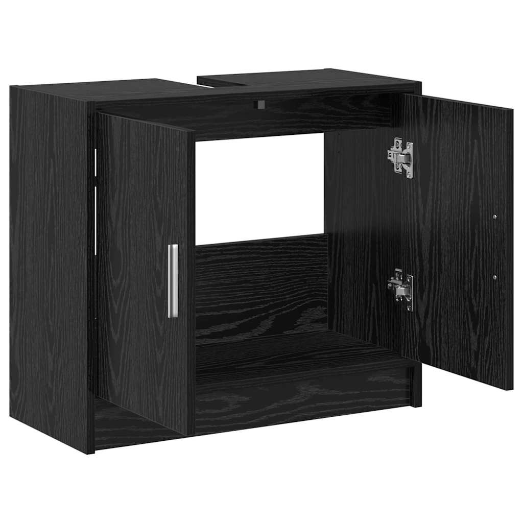 Badezimmerschrank mit Tür Schwarz Eichen-Optik 63 x 29 x 55 cm