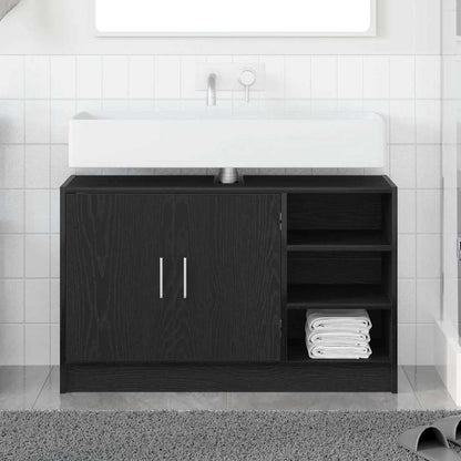 Badezimmerschrank mit Tür Schwarz Eichen-Optik 90 x 29 x 55 cm