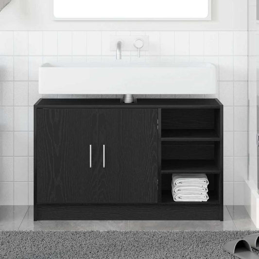 Badezimmerschrank mit Tür Schwarz Eichen-Optik 90 x 29 x 55 cm