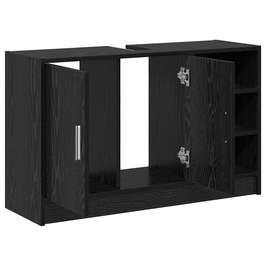 Badezimmerschrank mit Tür Schwarz Eichen-Optik 90 x 29 x 55 cm