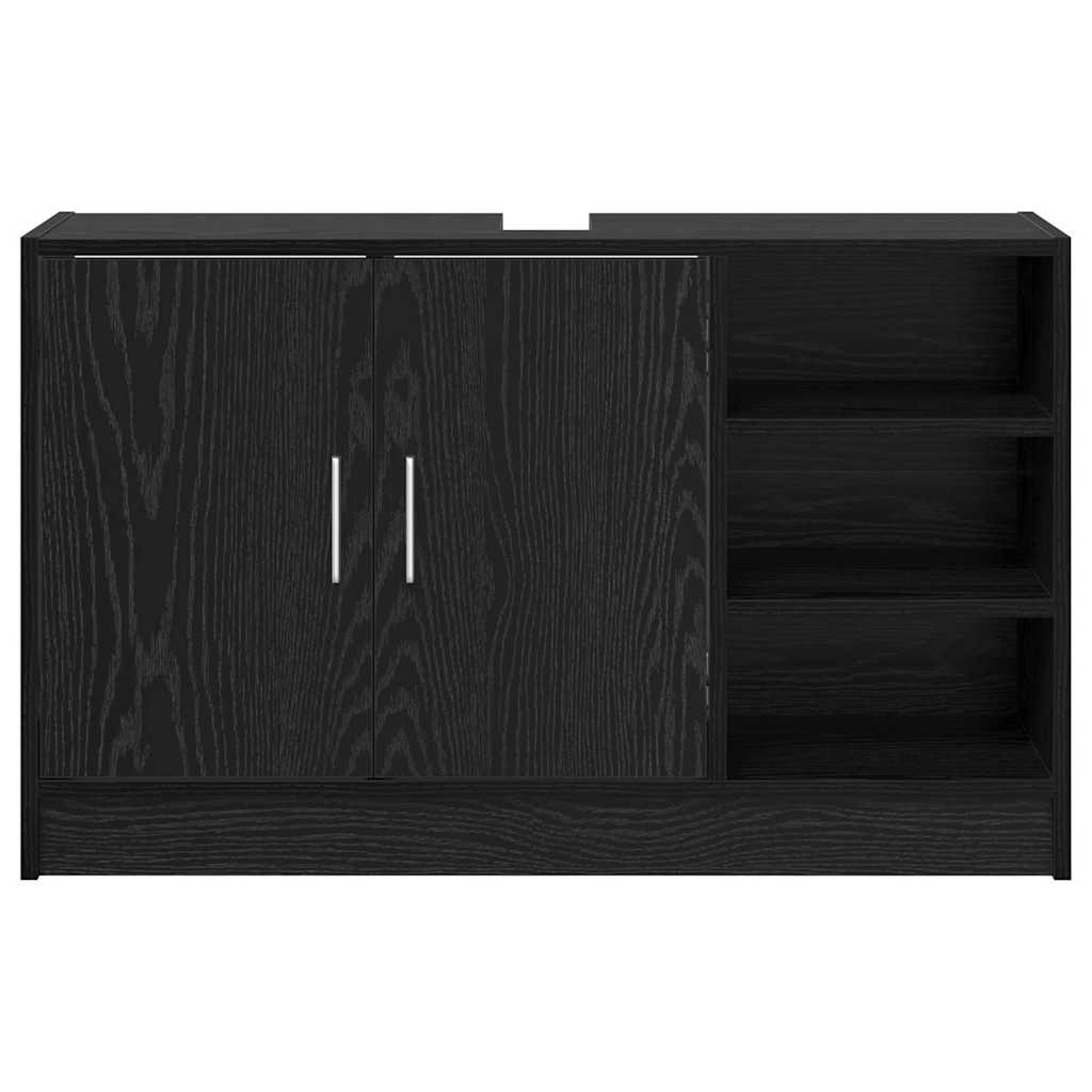 Badezimmerschrank mit Tür Schwarz Eichen-Optik 90 x 29 x 55 cm