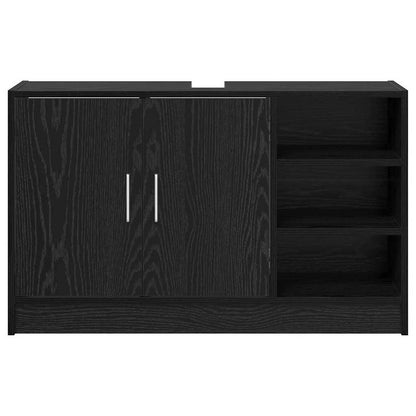 Badezimmerschrank mit Tür Schwarz Eichen-Optik 90 x 29 x 55 cm