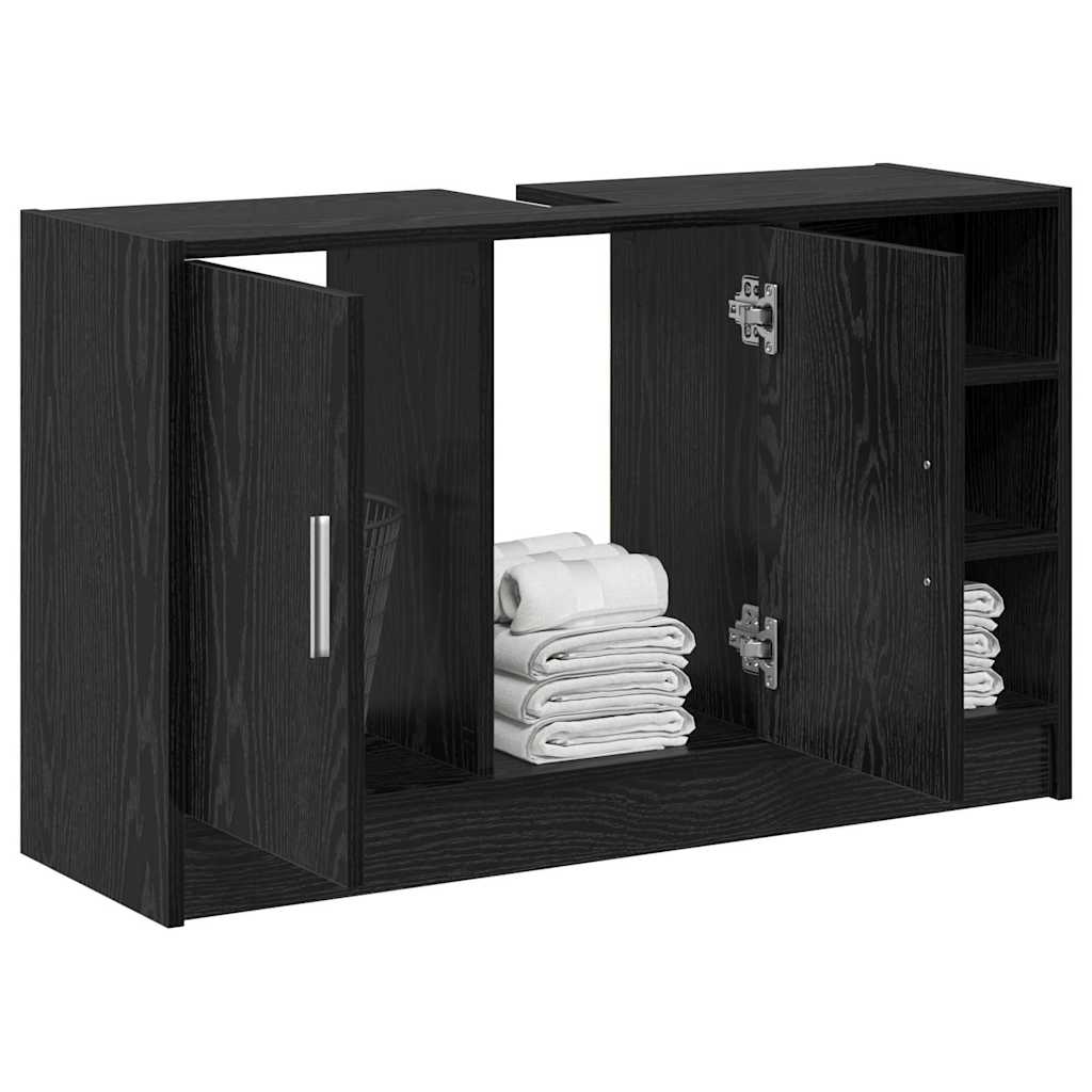 Badezimmerschrank mit Tür Schwarz Eichen-Optik 90 x 29 x 55 cm