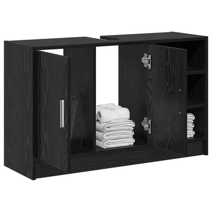 Badezimmerschrank mit Tür Schwarz Eichen-Optik 90 x 29 x 55 cm