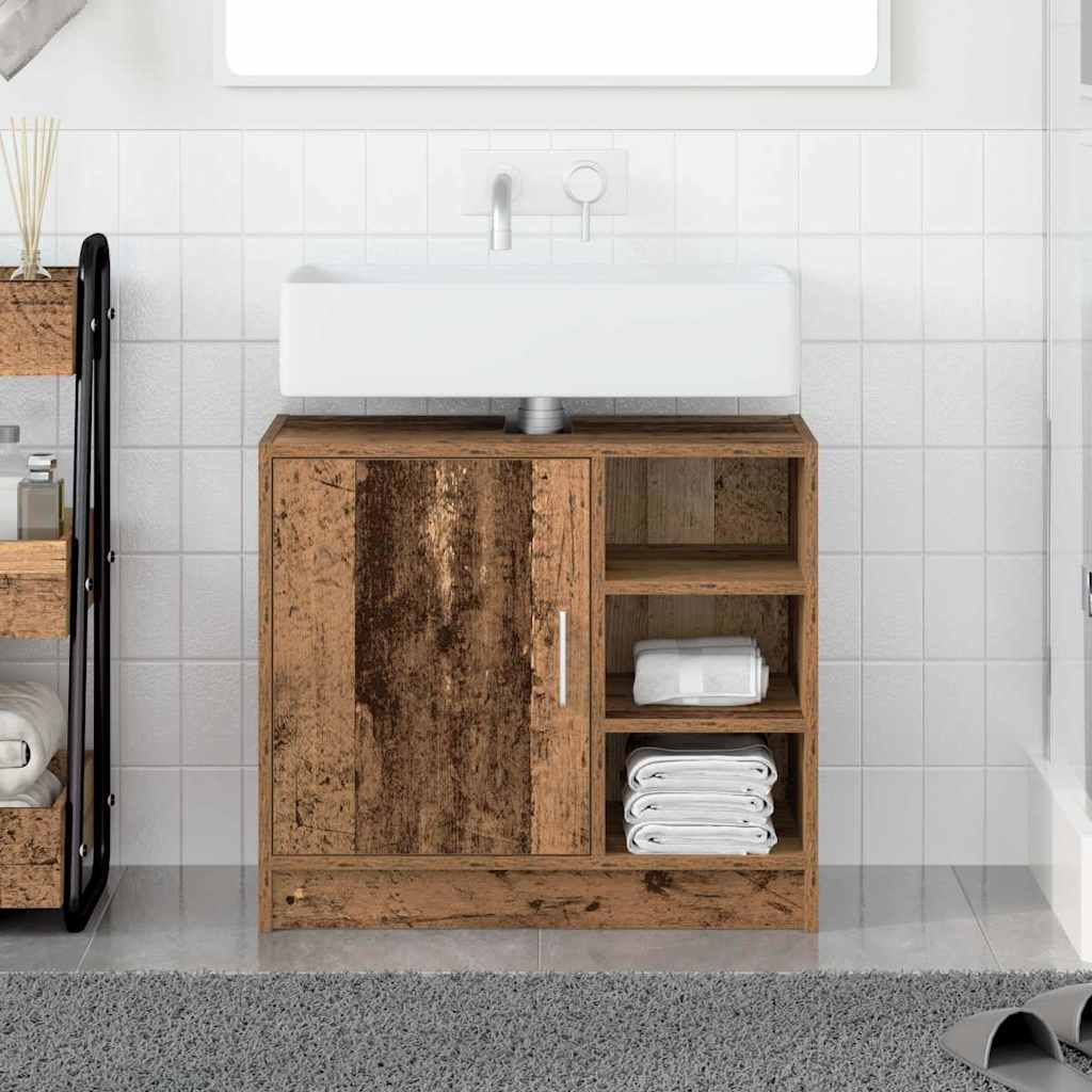 Badezimmerschrank mit Tür Altholz 63 x 29 x 55 cm Holzwerkstoff
