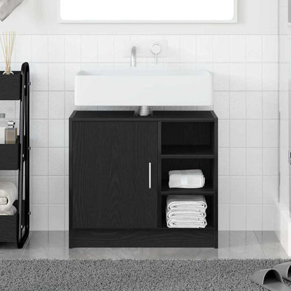 Badezimmerschrank mit Tür Schwarz Eichen-Optik 63 x 29 x 55 cm