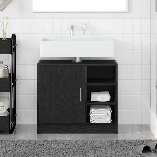 Badezimmerschrank mit Tür Schwarz Eichen-Optik 63 x 29 x 55 cm
