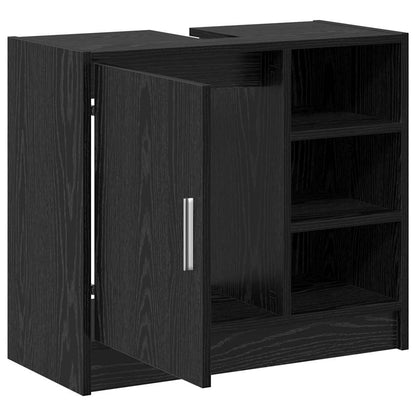 Badezimmerschrank mit Tür Schwarz Eichen-Optik 63 x 29 x 55 cm