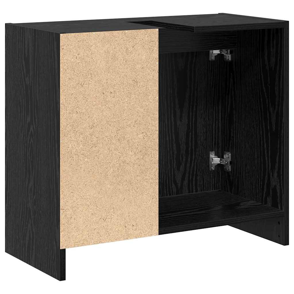 Badezimmerschrank mit Tür Schwarz Eichen-Optik 63 x 29 x 55 cm
